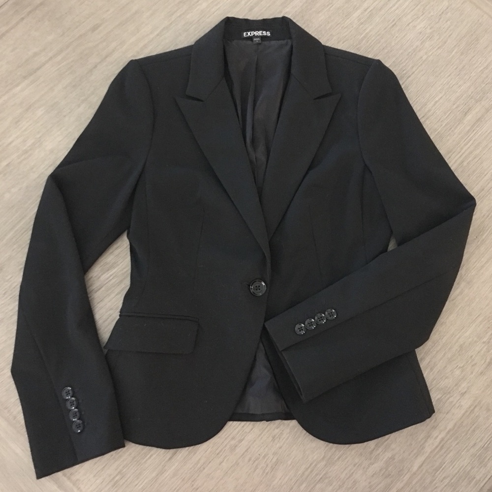 Black One Button Blazer by Express